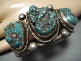 Chunky Green Turquoise Vintage Native American Jewelry Navajo Sterling Silver Bracelet Old-Nativo Arts