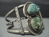 Chunky Green Turquoise Vintage Navajo Sterling Native American Jewelry Silver Bracelet-Nativo Arts