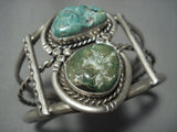 Chunky Green Turquoise Vintage Navajo Sterling Native American Jewelry Silver Bracelet-Nativo Arts