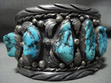 Chunky High Quality Vintage Navajo Turquoise Native American Jewelry Silver Bracelet Old Jewelry-Nativo Arts