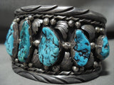 Chunky High Quality Vintage Navajo Turquoise Native American Jewelry Silver Bracelet Old Jewelry-Nativo Arts