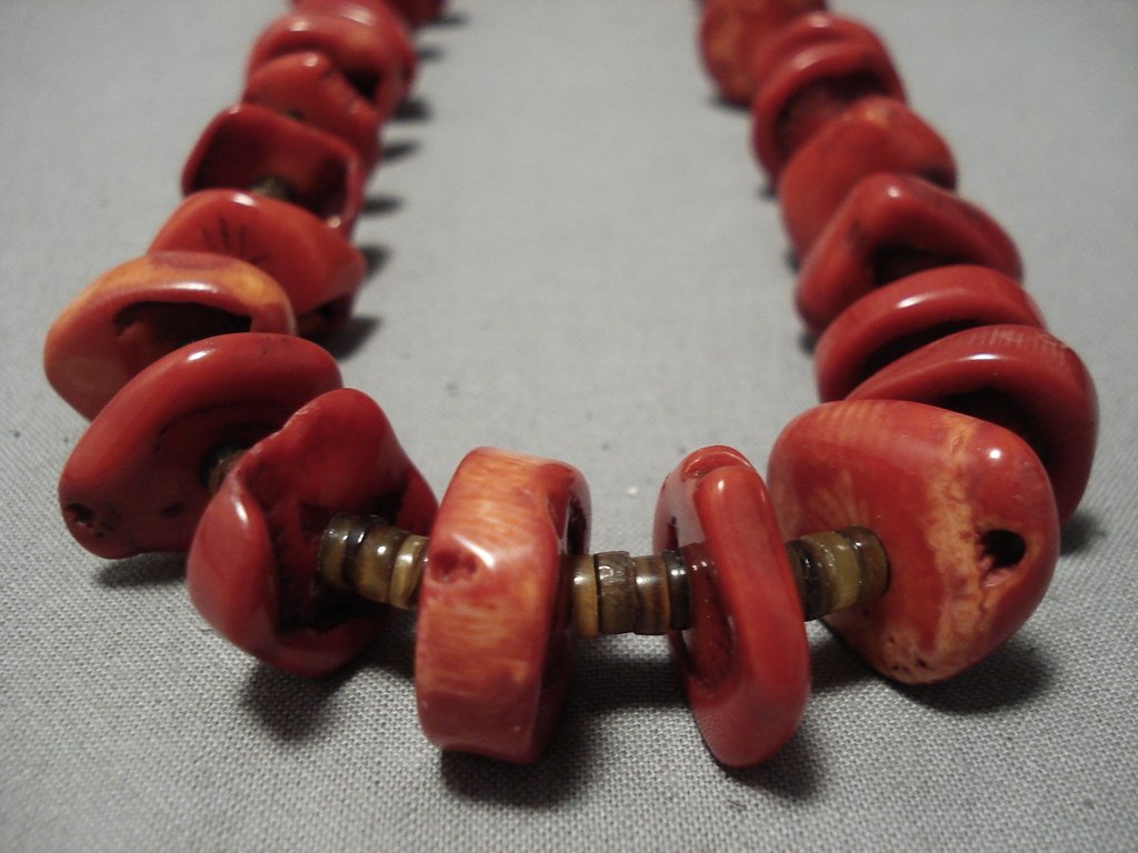 Jewelry Coral Heishi Beads Red Apple Coral With Olive Shell Heishi