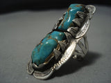Chunky Huge Vintage Navajo Green Turquoise Sterling Silver Native American Jewelry Ring-Nativo Arts