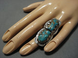 Chunky Huge Vintage Navajo Green Turquoise Sterling Silver Native American Jewelry Ring-Nativo Arts