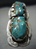 Chunky Huge Vintage Navajo Green Turquoise Sterling Silver Native American Jewelry Ring-Nativo Arts