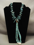 Chunky Nugget Museum Vintage Navajo Native American Jewelry jewelry/ Santo Domingo Long Jalca Turquoise Necklace-Nativo Arts