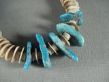 Chunky Round Shell Vintage Santo Domingo 'Toothed Turquoise' Necklace-Nativo Arts
