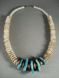 Chunky Round Shell Vintage Santo Domingo 'Toothed Turquoise' Necklace-Nativo Arts