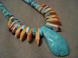 Chunky Turquoise Vintage Santo Domingo Turquoise Spiny Oyster Bisbee Necklace-Nativo Arts