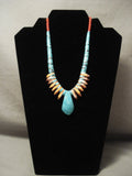 Chunky Turquoise Vintage Santo Domingo Turquoise Spiny Oyster Bisbee Necklace-Nativo Arts