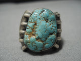 Chunky Vintage Navajo #8 Turquoise Sterling Silver Native American Ring Old-Nativo Arts
