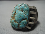 Chunky Vintage Navajo #8 Turquoise Sterling Silver Native American Ring Old-Nativo Arts