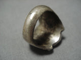 Chunky Vintage Navajo #8 Turquoise Sterling Silver Native American Ring Old-Nativo Arts