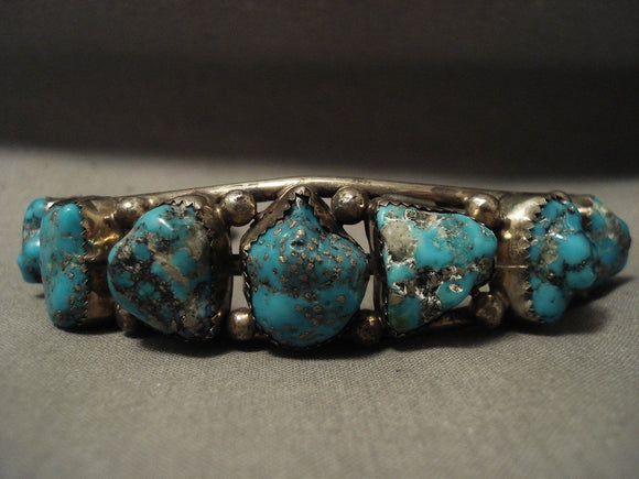 Chunky Vintage Navajo 'Turquoise Boulder' Native American Jewelry