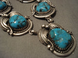 Chunky Vintage Navajo Turquoise Native American Jewelry Silver Necklace Old-Nativo Arts