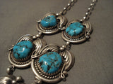Chunky Vintage Navajo Turquoise Native American Jewelry Silver Necklace Old-Nativo Arts