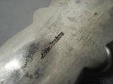 Collectable!! Vintage Native American Jewelry Navajo Rare Lonn Parker Sterling Silver Bracelet Old Cuff-Nativo Arts