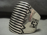 Colossal 14-story Hand Wrought Vintage Navajo Sterling Native American Jewelry Silver Bracelet-Nativo Arts