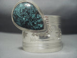 Colossal 214 Gram Vintage Navajo Native American Jewelry jewelry Turquoise Sterling Silver Bracelet Old-Nativo Arts