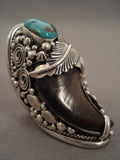 Colossal 32 Grams Navajo Turquoise Native American Jewelry Silver Leav Ring-32 Grams!-Nativo Arts