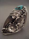 Colossal 32 Grams Navajo Turquoise Native American Jewelry Silver Leav Ring-32 Grams!-Nativo Arts