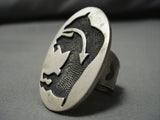 Colossal Adjustable Shank Vintage Native American Jewelry Navajo Buffalo Sterling Silver Ring-Nativo Arts
