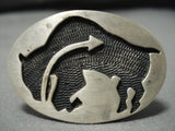 Colossal Adjustable Shank Vintage Native American Jewelry Navajo Buffalo Sterling Silver Ring-Nativo Arts