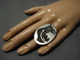 Colossal Adjustable Shank Vintage Native American Jewelry Navajo Buffalo Sterling Silver Ring-Nativo Arts