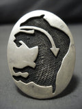 Colossal Adjustable Shank Vintage Native American Jewelry Navajo Buffalo Sterling Silver Ring-Nativo Arts