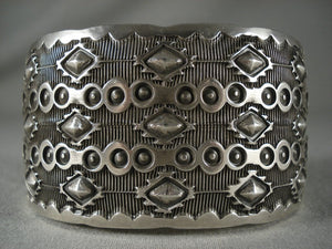 Colossal Advanced Native American Jewelry Silver Work Vintage Navajo Native American Jewelry Silver Bracelet-Nativo Arts