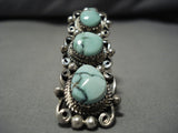 Colossal High Grade Carico Lake Turquoise Vintage Native American Navajo Sterling Silver Ring-Nativo Arts