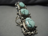 Colossal High Grade Carico Lake Turquoise Vintage Native American Navajo Sterling Silver Ring-Nativo Arts