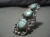 Colossal High Grade Carico Lake Turquoise Vintage Native American Navajo Sterling Silver Ring-Nativo Arts