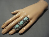 Colossal High Grade Carico Lake Turquoise Vintage Native American Navajo Sterling Silver Ring-Nativo Arts
