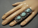 Colossal High Grade Carico Lake Turquoise Vintage Native American Navajo Sterling Silver Ring-Nativo Arts