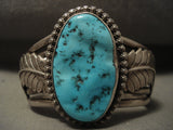 Colossal Leaf Vintage Navajo Natural Turquoise Native American Jewelry Silver Bracelet Old-Nativo Arts