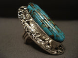 Colossal Modernistic Navajo Turquoise Native American Jewelry Silver Ring-Nativo Arts