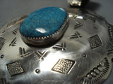 Colossal Modernistic Navajo Turquoise Sterling Silver Pendant Native American Jewelry-Nativo Arts