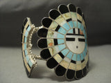 Colossal Modernistic Zuni Turquoise Sterling Native American Jewelry Silver Opal Bracelet-Nativo Arts