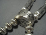Colossal! Native American Jewelry Navajo Sterling Silver Tubes Jacla Necklace-Nativo Arts