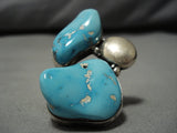 Colossal Natural Easter Blue Turquoise Vintage Native American Navajo Sterling Silver Ring Old-Nativo Arts