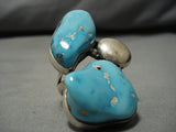 Colossal Natural Easter Blue Turquoise Vintage Native American Navajo Sterling Silver Ring Old-Nativo Arts