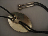 Colossal Old Navajo Vintage Green Turquoise Native American Jewelry Silver Bolo Tie Vtg-Nativo Arts