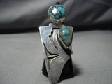 Colossal Royston Turquoise Sterling Silver Kachina Ring-Nativo Arts