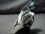 Colossal Royston Turquoise Sterling Silver Kachina Ring-Nativo Arts