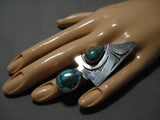 Colossal Royston Turquoise Sterling Silver Kachina Ring-Nativo Arts