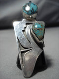 Colossal Royston Turquoise Sterling Silver Kachina Ring-Nativo Arts
