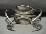 Colossal Turquoise Earth Vintage Navajo Double Leaf Native American Jewelry Silver Bracelet Old-Nativo Arts