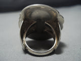 Colossal Very Rare Vintage Native American Jewelry Zuni Turquoise Vein Sterling Silver Ring Old-Nativo Arts