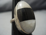Colossal Vintage Native American Jewelry Navajo Domed Pearl Ironwood Sterling Silver Ring Old Native-Nativo Arts
